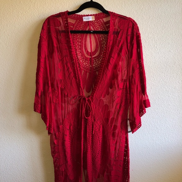 Other - NWT Red Lace Cardigan